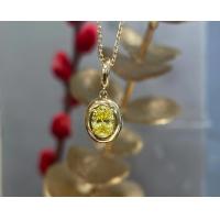China Oval Cut Yellow Diamond Pendant Necklace 0.37ct 18K White Gold Ring for sale