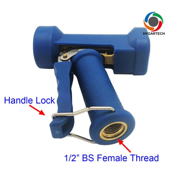 Quality Industrial Rubber Hose Brass Blue Water Gun With 1/2" FIP Thread Inlet for sale