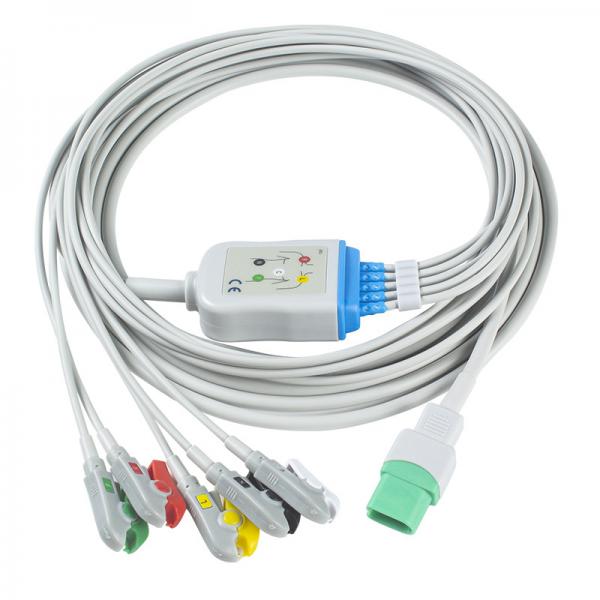Quality Mindray Datascope ECG Cable And Leadwires 5 Lead IEC Clip TPU ECG Cable for sale