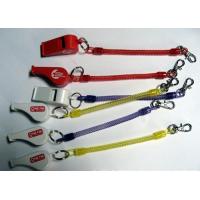 China New Style Slim Expanding Safety Lanyard Spring Coil Cable w/Snap Hook&Plastic Whistle Alert Key Chain factory