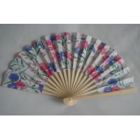China 21cm Folding Hand Fans / Foldable Fan With Print Silk Fabric factory