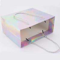 China Custom Logo Printed Wholesale Retail Rainbow Iridescent Fancy Holographic Hologram Paper Gift Bags factory
