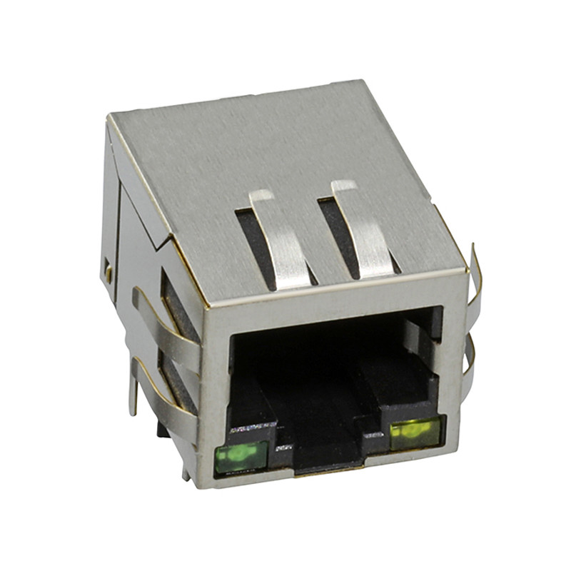 China Single Port Tab Down 8 Pin Female RJ45 PCB Connector With Filter Ethernet factory