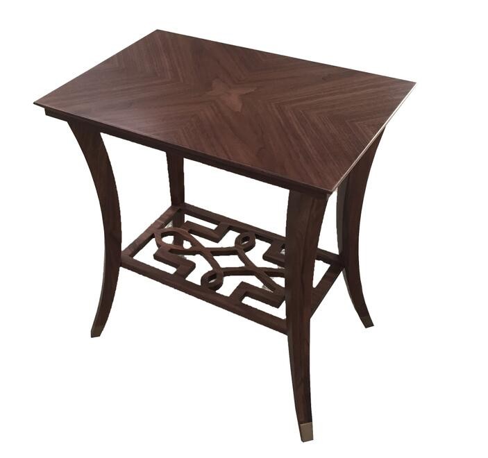 China Glass top wood veneer square side table/end table/coffee table for 5-star hotel bedroom for sale