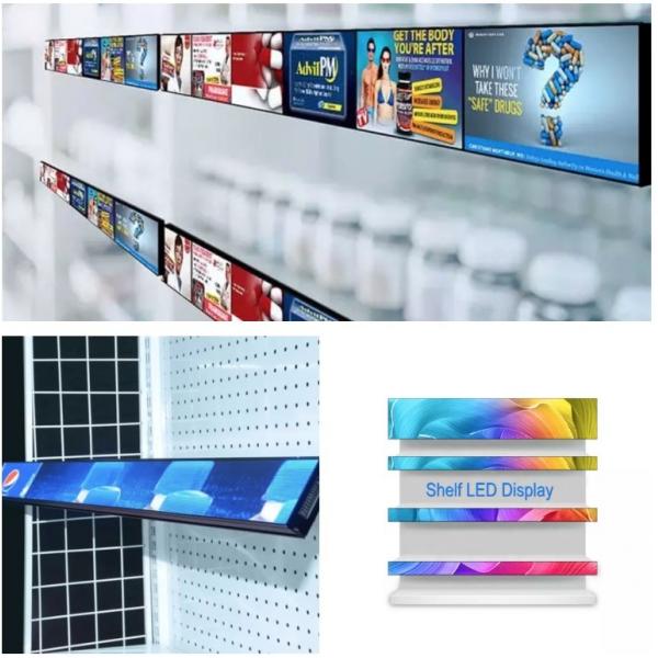 Quality P1.5mm LED Shelf Display Ultra Thin LED Monitor 1200X60X20mm Waterproof for sale