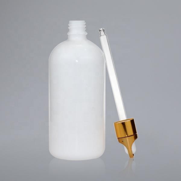 Quality White Round 200ml Oil Dropper Glass Bottle With Glass Dropper Cap for sale