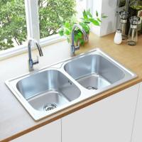 Quality 0.8mm 1.0mm Handmade Double Stainless Steel Bar Sinks Top Mount One Piece for sale