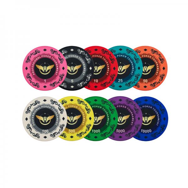 Quality 500pcs Colorful Poker Chips Ceramic High Stakes Casino Gaming Chips for sale