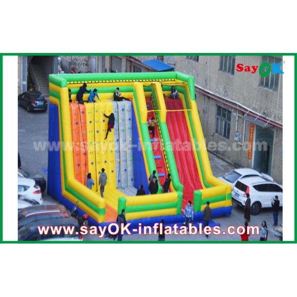 Quality Adult Inflatable Slide 9.5*7.5*6.5m Colorful Inflatable Bouncer Slide With Climbing Wall For Amusement Park for sale