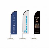 China outdoor flying banner promotion custom printed advertising knife type teardrop flag bali bow beach flag with corss base factory