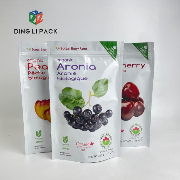Quality Custom print plastic food grade resealable stand up pouch metallic frosted  dried fruit packing bags with plastic zipper for sale