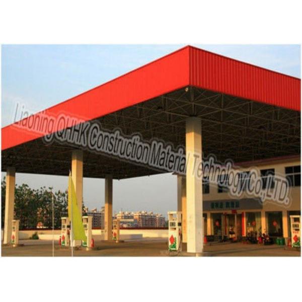 Quality Prefabricated Steel Roof Trusses , Shed Building Space Frame For Petrol Station for sale