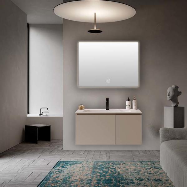 Quality Ceramic Wood Bathroom Vanity Under Sink Bathroom Cabinet with LED mirror for sale