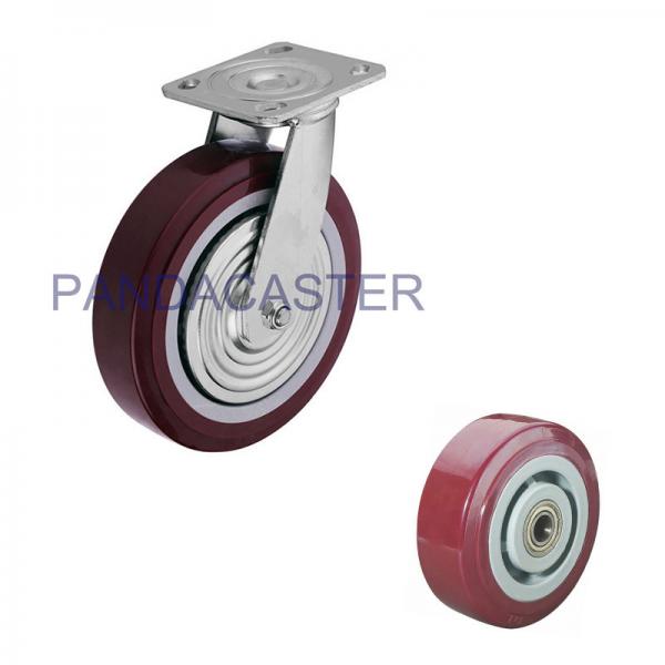 Quality 8 Inch Heavy Duty Caster Wheels , Polyurethane Swivel Casters for sale