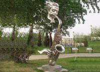 China Public Contemporary Saxophone Garden Statues Stainless Steel Art For Lawn Ornaments factory