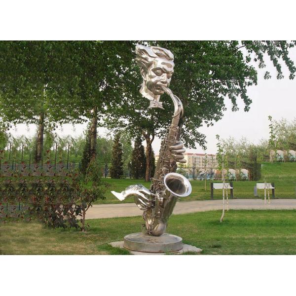 Quality Public Contemporary Saxophone Garden Statues Stainless Steel Art For Lawn Ornaments for sale