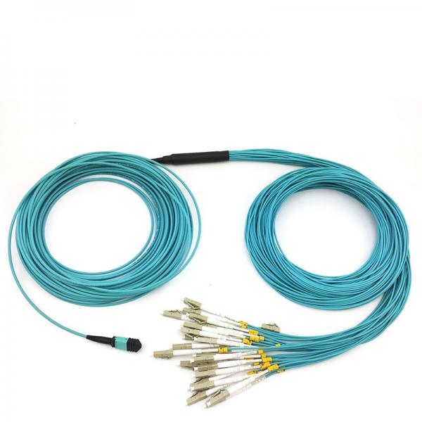 Quality Customized 8-144 Fibers MTP MPO OM3 Multimode Elite Breakout Cable Aqua for sale