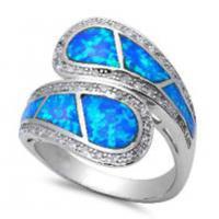 China Blue Opal Greek Key Design Wraparound 925 Sterling Silver Ring Handmade Opal Jewelry For Women factory