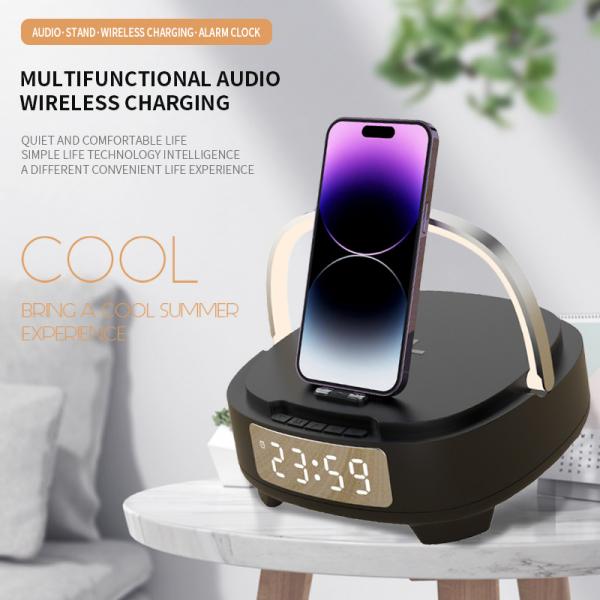 Quality Fast Stereo Type Bluetooth Speaker Qi Charger Clock 3000mAh Battery for sale