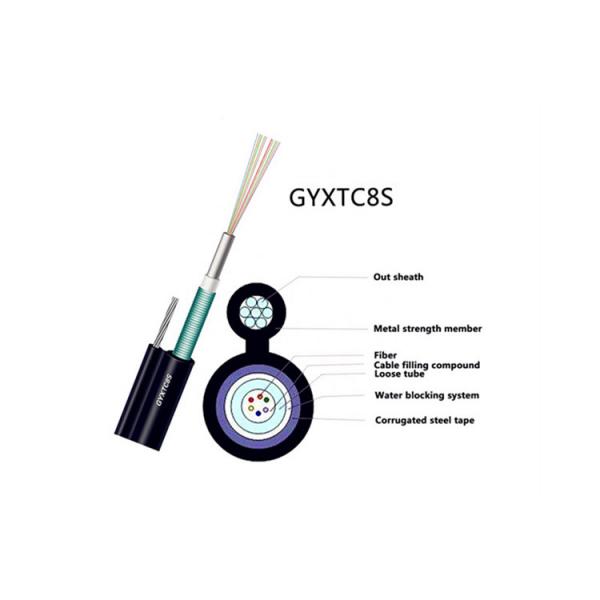Quality GYXTC8S Overhead Duct Fiber Optic Cable G652D Figure 8 Aerial 24 Core PVC LSZH for sale