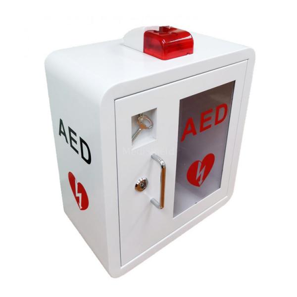 Quality Universal Indoor White Metal Alarmed AED Defibrillator Wall Cabinet for sale