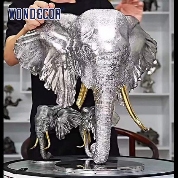 Quality 3D Elephant Head Sculpture Stainless Steel High Durability for sale
