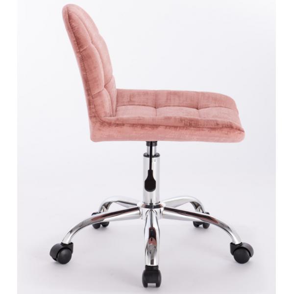 Quality Blush Pink Velvet Upholstered Home Office Chair Wood With Swivel Adjustable for sale
