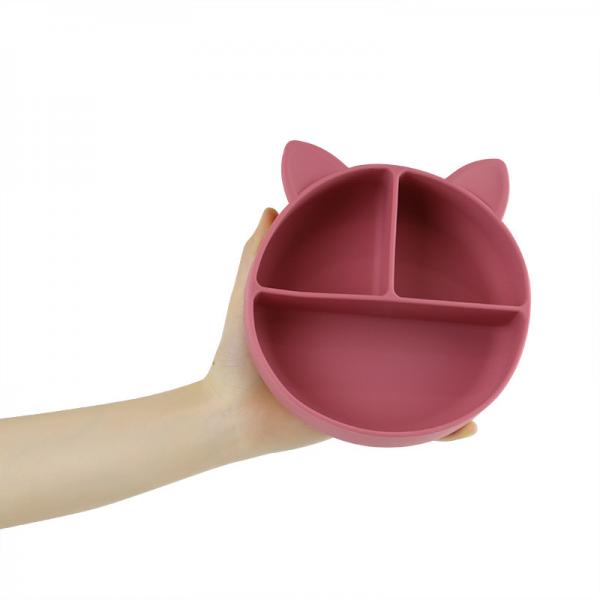 Quality Food Grade Silicone Baby Cat Divided Plate Feeding Bowl Cartoon Fox Dishes Suction for sale