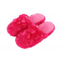 China Luxury Plush Disposable Hotel Slippers Bright Red Color For Home factory