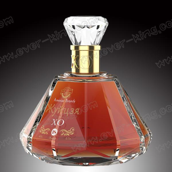 Quality Custom Luxury Diamond Spirits Brandy Glass Bottle 700Ml for sale