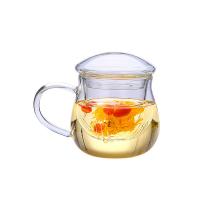 China Three Piece Glass Tea Infuser Mug , Transparent Heat Resistant Glass Cup factory