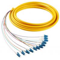 Quality 12 cores LC/UPC SM 9/125 fiber optic bundle pigtail yellow LSZH out jacket for sale