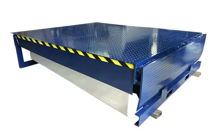 China Truck Unloading Cargo Forklift Use Stationary Hydraulic Electric Loading Dock Leveler with Foot Pedal Control Advantages factory