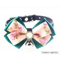 China Cute Lace Bowtie with Bell Dog Collars Leather Pet Leads for sale