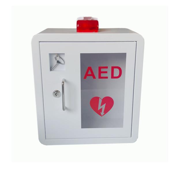 Quality Universal Indoor White Metal Alarmed AED Defibrillator Wall Cabinet for sale