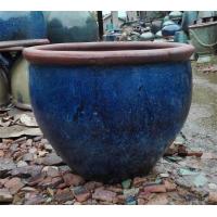 China Ceramic 32cmx27cm Green Rustic Outdoor Plant Pots factory