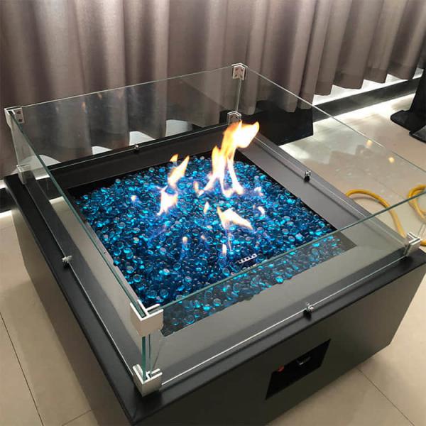 Quality 0.4m Square Propane Fire Pit Corten Steel Garden Table With Burner for sale