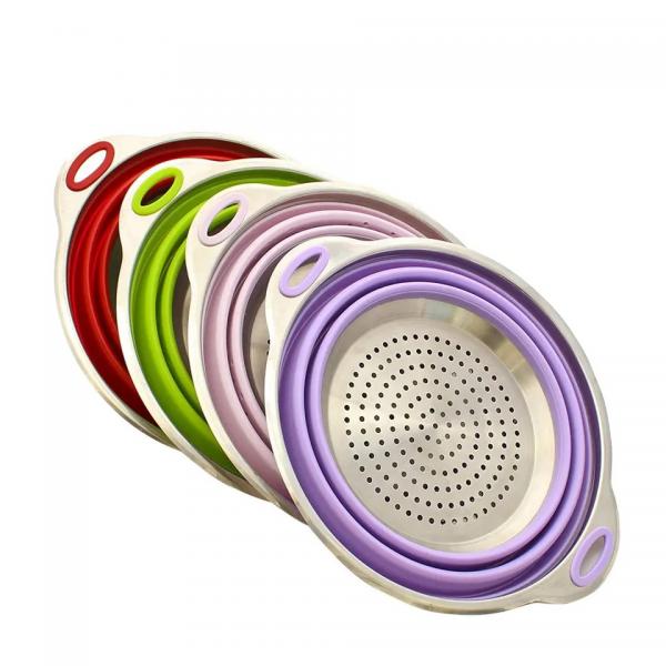 Quality Lightweight Nontoxic Collapsible Food Strainer Silicone Adjustable for sale
