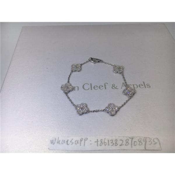 Quality Full Diamond Luxury Diamond Jewelry Sweet Alhambra Bracelet 6 Motifs White Gold for sale