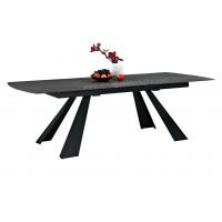 Quality Stone Coated Tempered Glass Extension Dining Table Stylish Black For 12 Seats for sale
