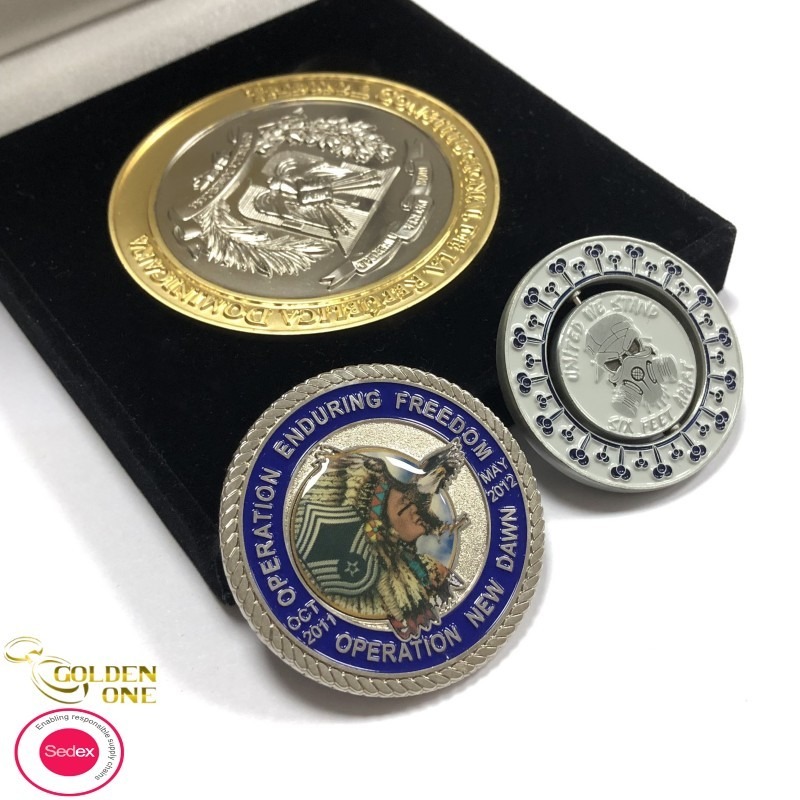 China Soccer Phoenix Metal Challenge Coins Singapore Messi Press Double Sided factory