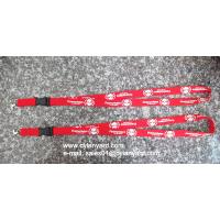 China Red lanyard with release buckle, custom printed neck ribbon with plastic buckle, factory
