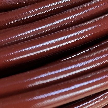 Quality 8mm Silicone Fiberglass Sleeve Brown Red Braided Coated for sale