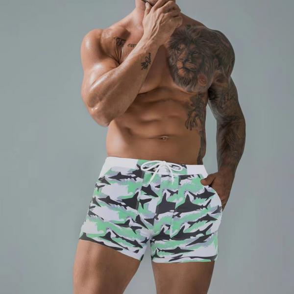 Quality Plus Size Mens Swimming Trunks Boxer Printed Five Point Plus Size Mens Swimsuits for sale
