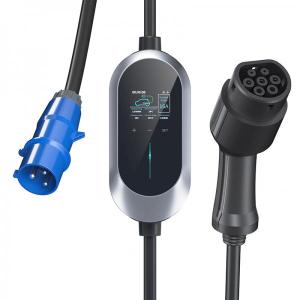 Quality Type 2 Portable EV Charging Pile With Blue CEE 16A 1 Phase Plug for sale