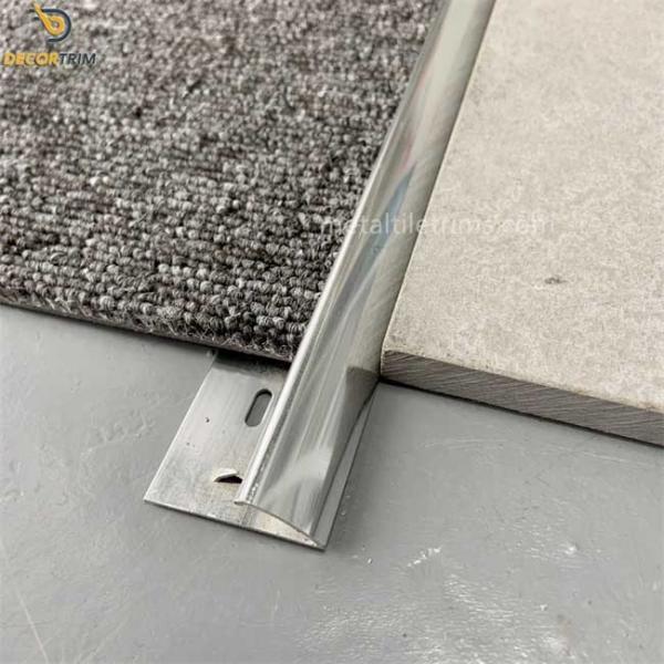 Quality Aluminum Curved Carpet Transition Strip Glossy Silver 9mm×3000mm for sale