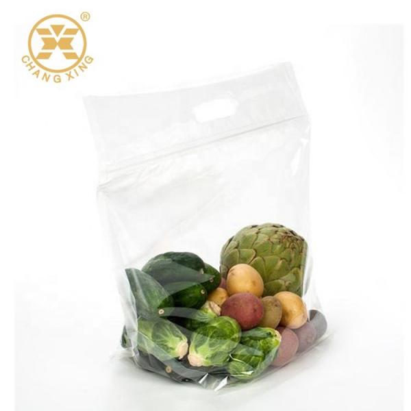 Quality 1KG Perforated Poly Gravure Zip Pouch Clear Plastic Bags For Packaging Salad for sale