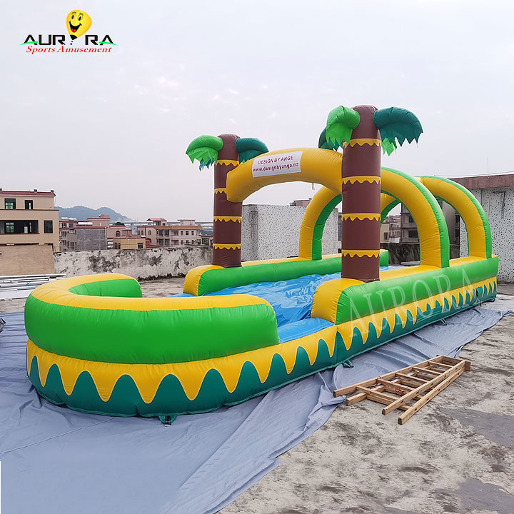 China Tarpaulin Inflatable Double Lane Slip And Slide N Slide Water Slide With Pool factory