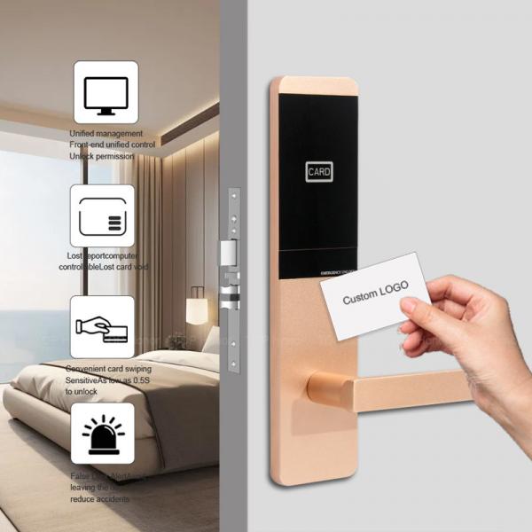Quality TT Lock Smart Hotel Digital Door Lock Aluminium Alloy RFID Card Mechanical Key Access for sale