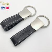 China Hot Sale Luxury Vintage Custom Color Laser Engraved Genuine Black Strap Armband Cowhide Leather Key Ring With Logo factory